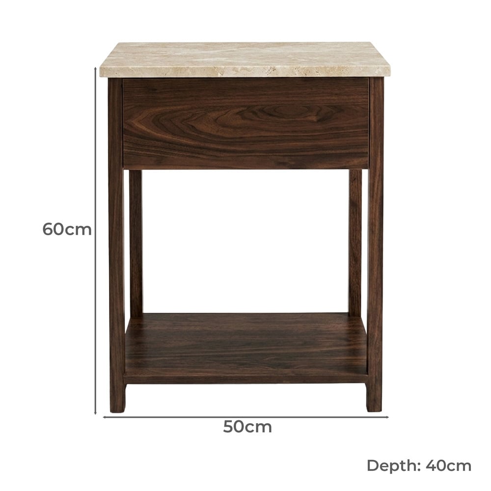 Keanne Travertine Bedside Table