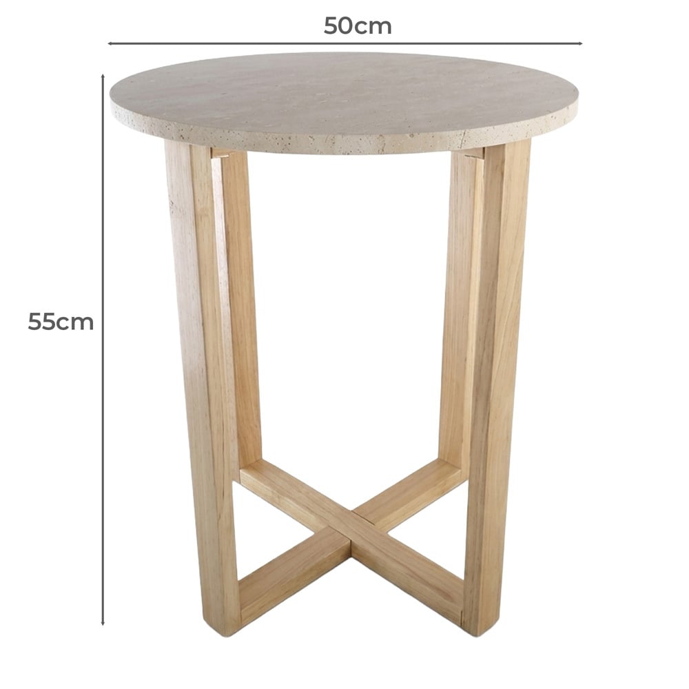 Kiri Travertine-Look Side Table
