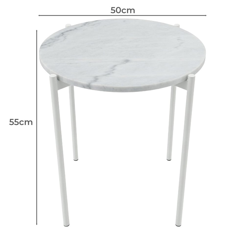 Krisha White Marble Side Table