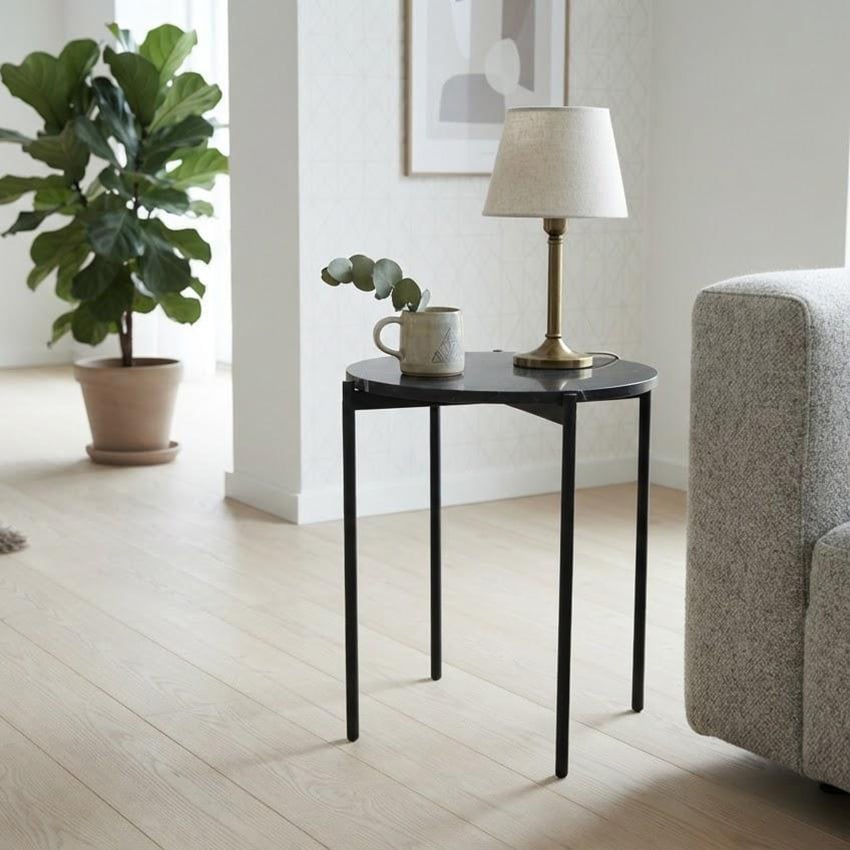 Black Krisha Marble Side Table