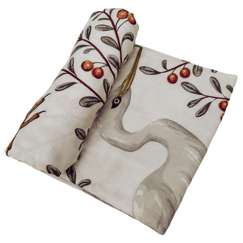 Pop Ya Tot Kushiro Crane Cotton Muslin Swaddle Temple & ster