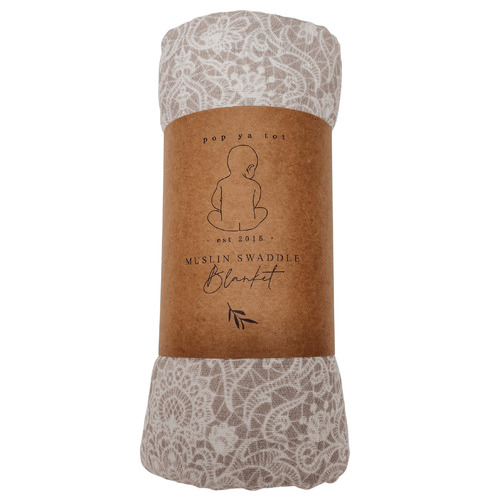 Pop Ya Tot Chantilly Lace Cotton Muslin Swaddle Temple & ster