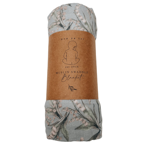 Pop Ya Tot Lily of the Valley Cotton Muslin Swaddle Temple & ster