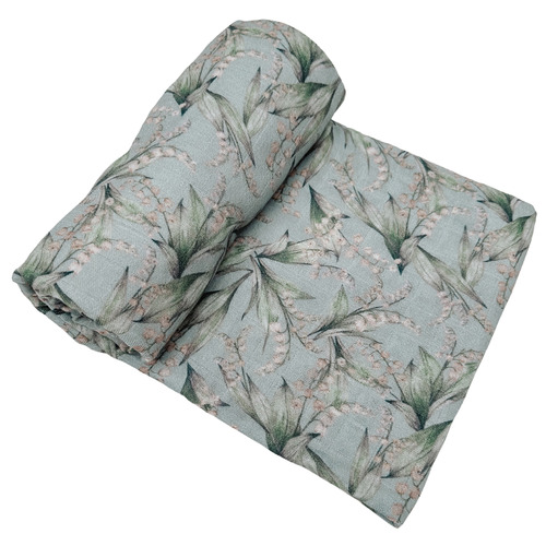 Pop Ya Tot Lily of the Valley Cotton Muslin Swaddle Temple & ster