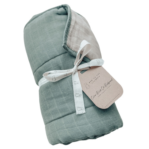 Pop Ya Tot Sage & Sand Cotton Bedspread Temple & ster