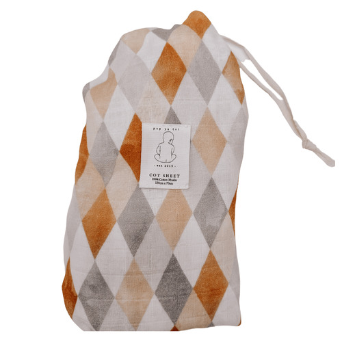 Pop Ya Tot Harlequin Cotton Muslin Cot Sheet Temple & ster