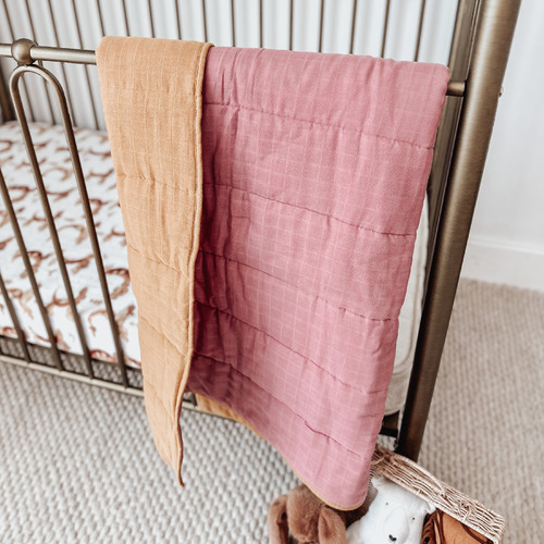 Pop Ya Tot Rose & Golden Cotton Bedspread Temple & ster