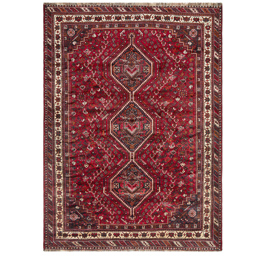 Maroon Wool Persian Shiraz Rug | Temple & Webster