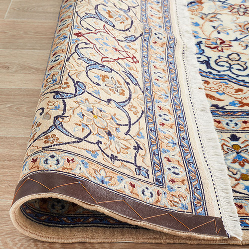 Blue & Cream Wool Persian Nain Rug