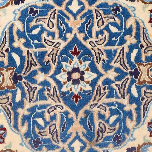 Cream & Blue Wool Persian Nain Rug