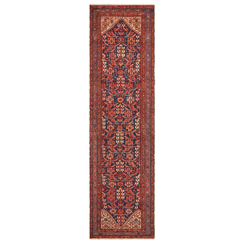 Red Hand-Knotted Wool Russian Rug