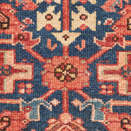 Red Hand-Knotted Wool Russian Rug