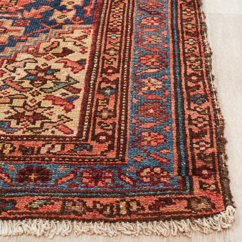Red Hand-Knotted Wool Russian Rug