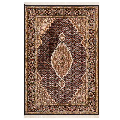 Gold Hand-Knotted Wool Indian Rug