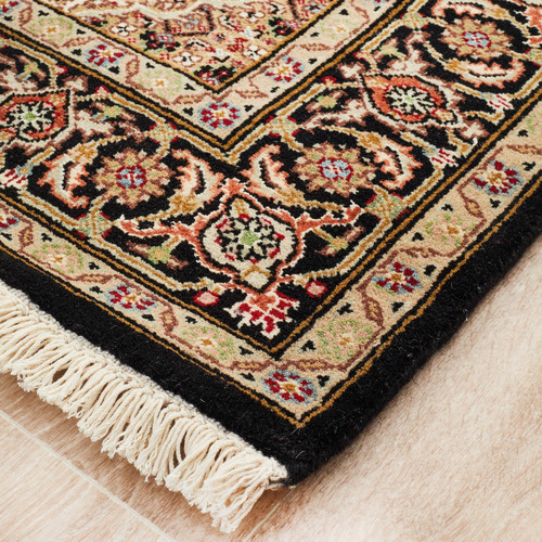 Gold Hand-Knotted Wool Indian Rug