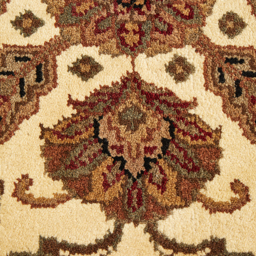 Beige & Black Floral II Hand-Knotted Wool Jaypur Runner