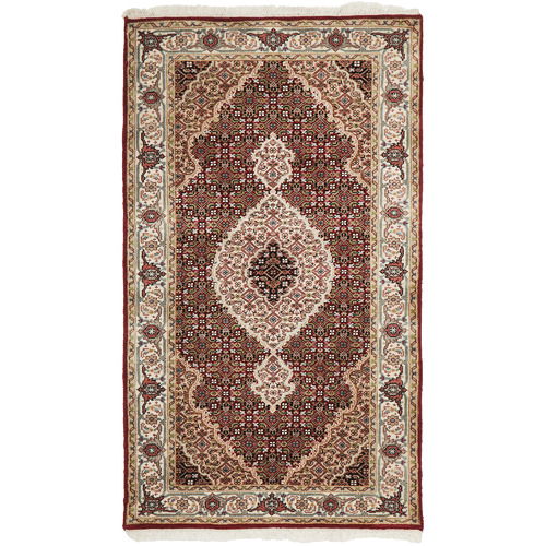 Brown Oriental II Hand-Knotted Wool Mahi Rug