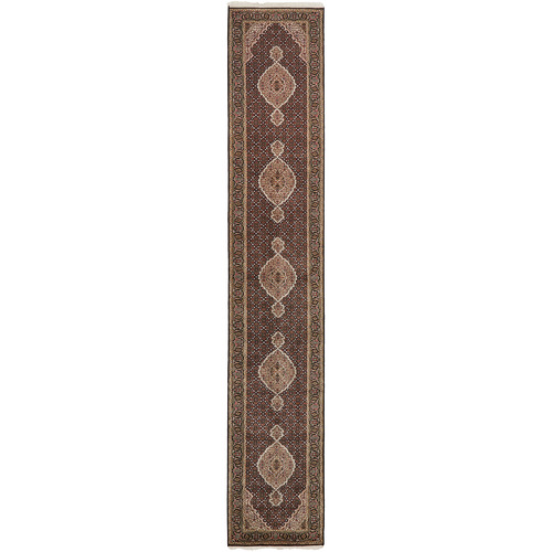 Brown & Black Oriental XII Hand-Knotted Wool Mahi Runner