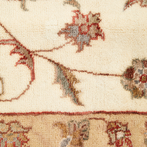 Beige & Red Floral IV Hand-Knotted Wool & Silk Narayan Rug