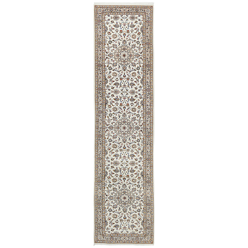 Beige & Brown Kashan Hand-Knotted Runner