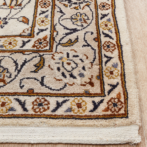 Beige & Brown Kashan Hand-Knotted Runner