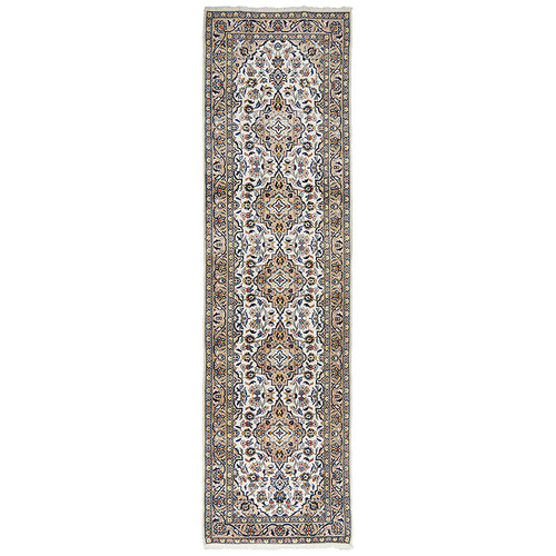 Beige Kashan Hand-Knotted Runner