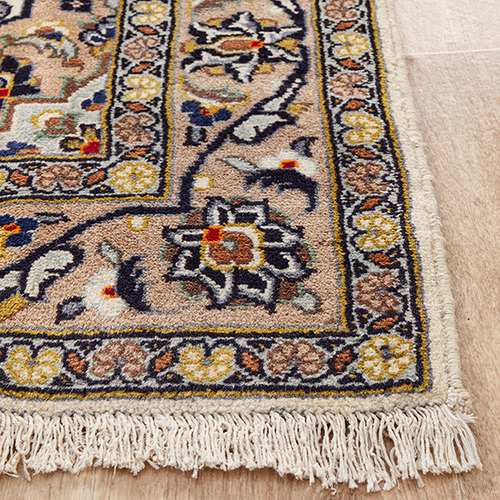 Beige Kashan Hand-Knotted Runner
