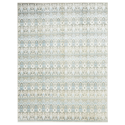 Silver Hand-Knotted Wool Rug