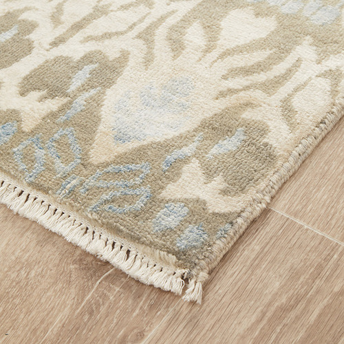 Silver Hand-Knotted Wool Rug