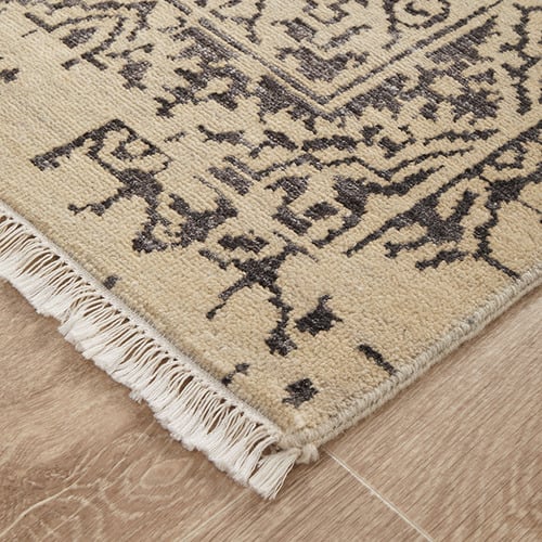 Brown Hand-Knotted Wool Rug