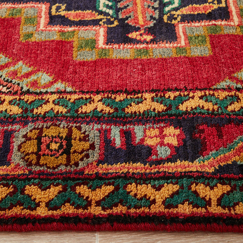 Red HandKnotted Wool Runner Temple & ster