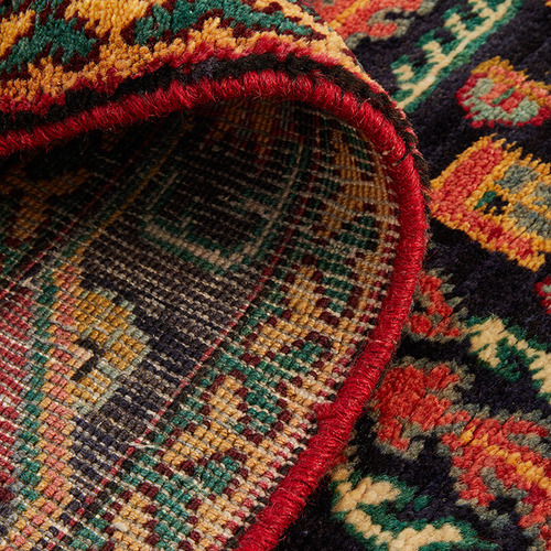 Red HandKnotted Wool Runner Temple & ster