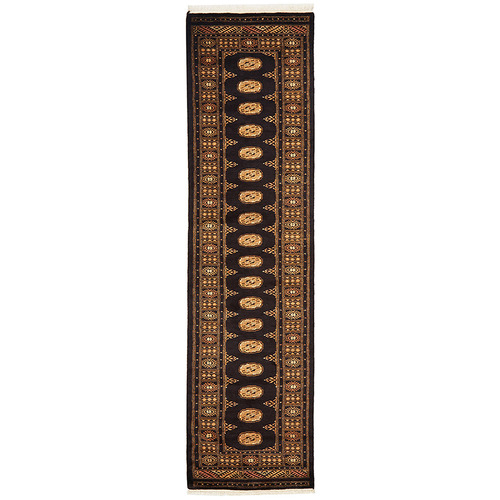 Brown Hand-Knotted Traditional Wool Runner