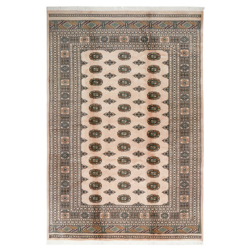 Cream & Black Wool Pakistani Rug