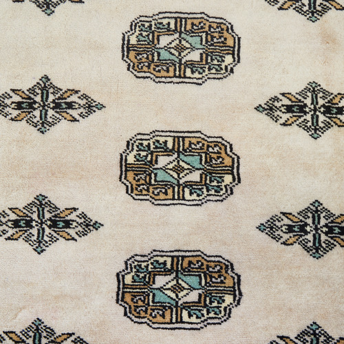 Cream & Black Wool Pakistani Rug
