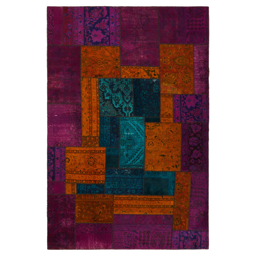 Patch Work Jamaspa Hand-Knotted Wool Persian Rug