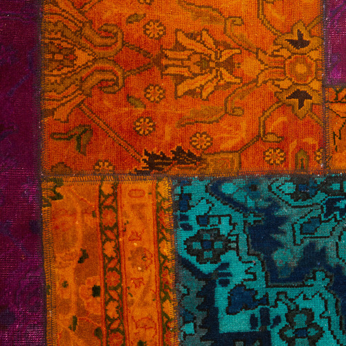 Patch Work Jamaspa Hand-Knotted Wool Persian Rug