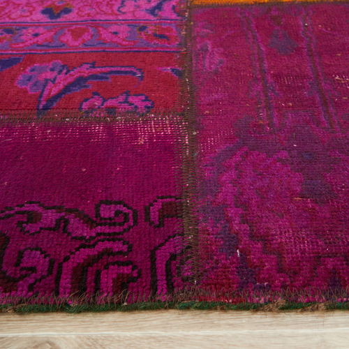 Patch Work Jamaspa Hand-Knotted Wool Persian Rug