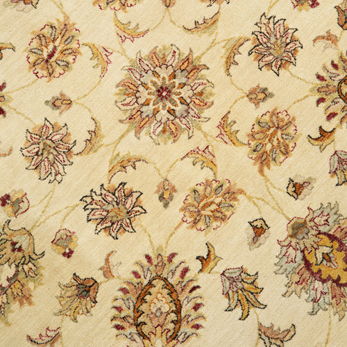 Cream Persian Hand-Knotted Wool Round Rug