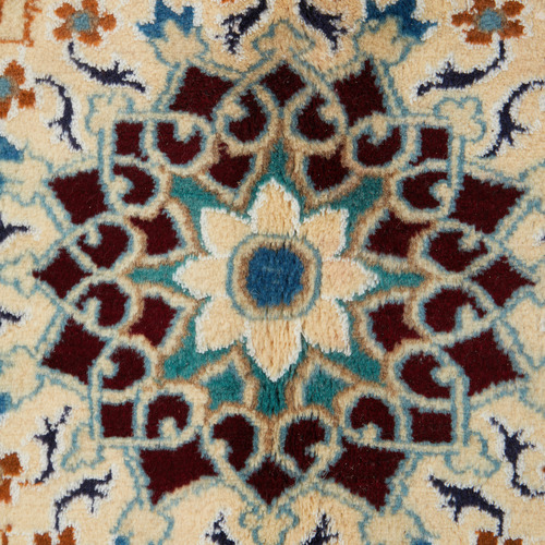 Cream & Red Persian Medallion Hand-Knotted Wool Rug