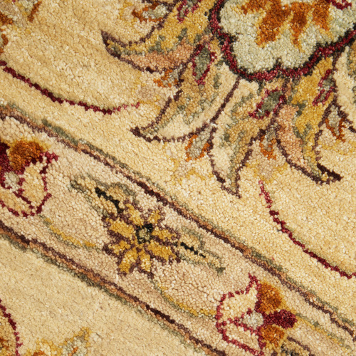 Cream Persian Hand-Knotted Wool Round Rug