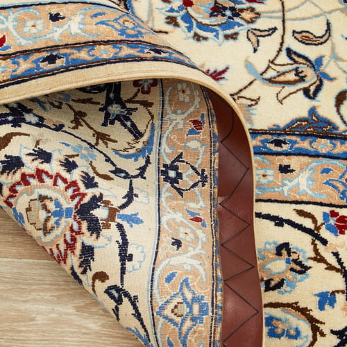 Cream Persian Hand-Knotted Wool Rug