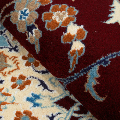 Cream & Red Persian Medallion Hand-Knotted Wool Rug