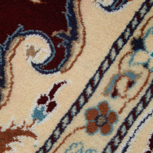 Cream & Red Persian Medallion Hand-Knotted Wool Rug
