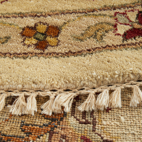 Cream Persian Hand-Knotted Wool Round Rug