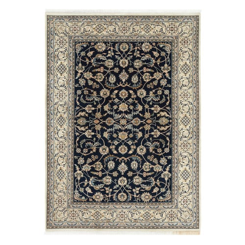 Blue Persian Hand-Knotted Wool Rug