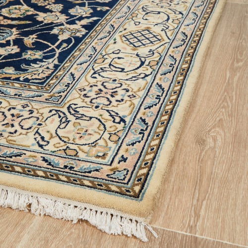 Blue Persian Hand-Knotted Wool Rug