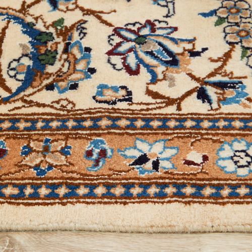 Beige Persian Medallion Hand-Knotted Wool Rug