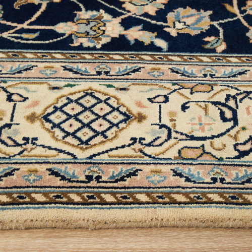 Blue Persian Hand-Knotted Wool Rug