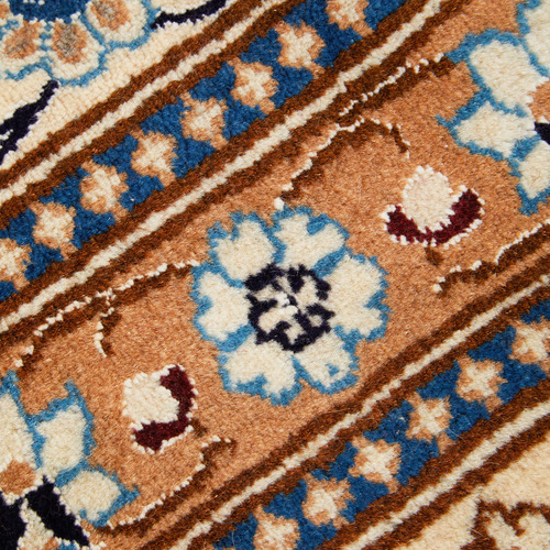 Beige Persian Medallion Hand-Knotted Wool Rug